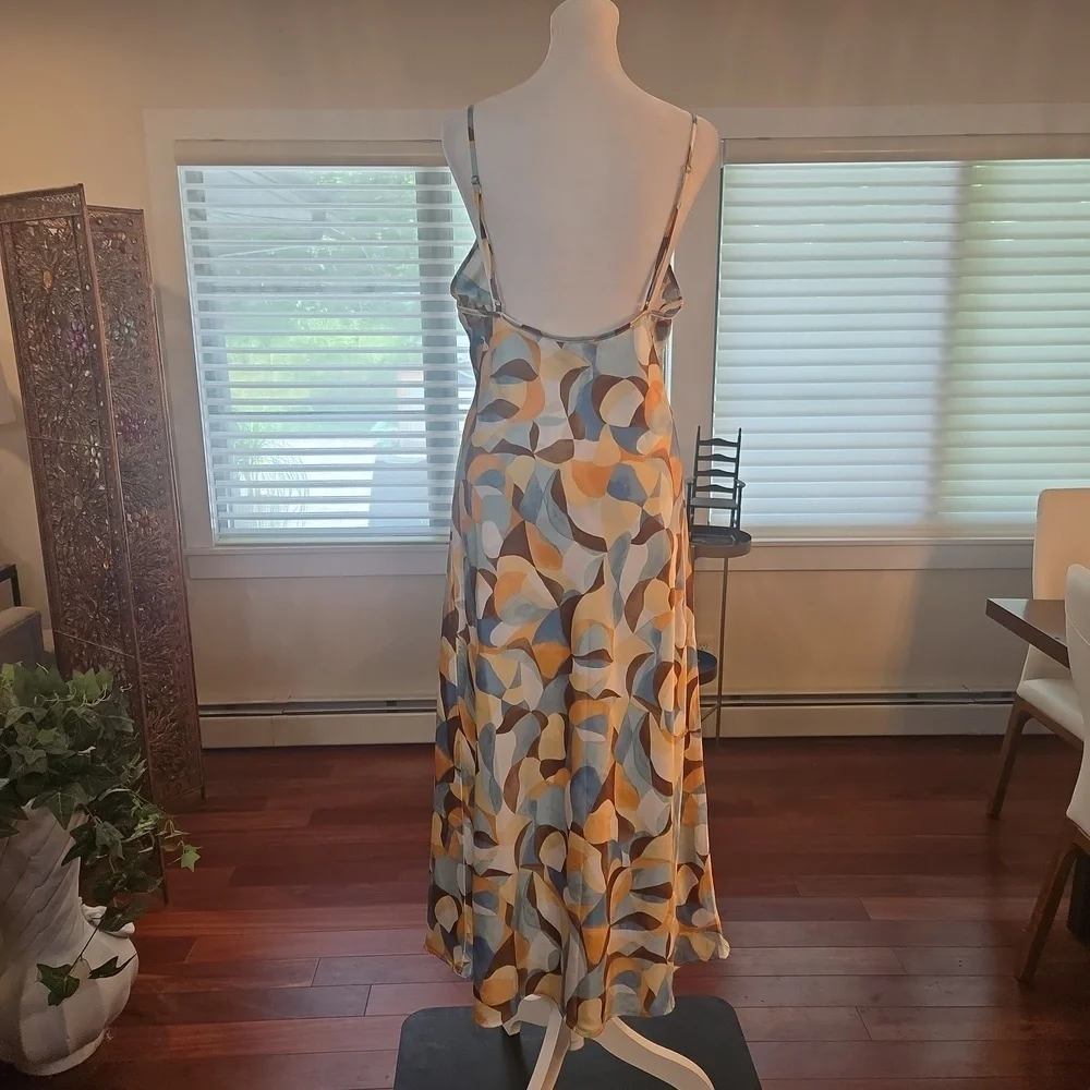 Abercrombie & Fitch Ruched Sleeveless Multicolor Maxi Slip Dress Size Large